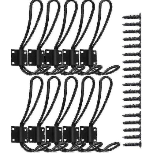 Porte-manteau mural Double plus grand rétro noir, Double crochet en alliage pour salle de bain, porte-manteau de cuisine