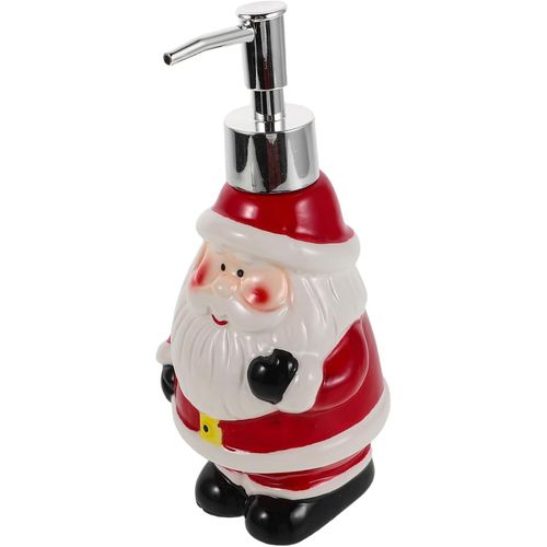 Distributeur de savon en céramique Père Noël avec pompe rechargeable, bouteille de lotion pour les mains, design de Noël p