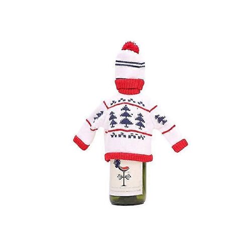 Décoration De Bouteille De Vin De Noël Champagne Bouteille De Vin Rouge Vêtements Tricotés Pull Et Chapeau (Arbre De Noël)