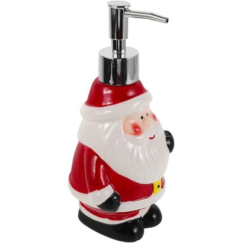 Distributeur de savon liquide en céramique avec bouteille de savon rechargeable Père Noël, design festif