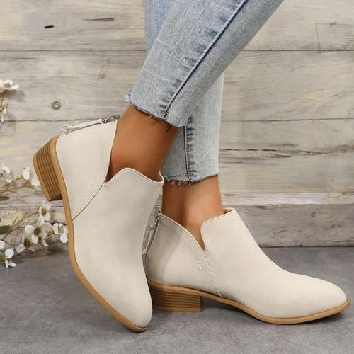 Bottes Pointues À Talons Bas Pour Femme-Beige Automne/Hiver,Taille 36 Beige,36