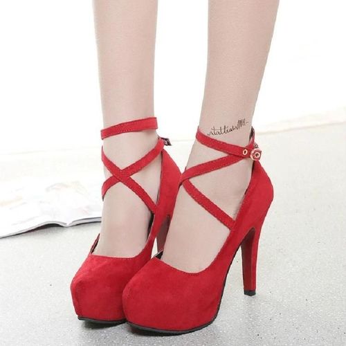 Talons Aiguilles Pour Femmes-Bout Rond,Rouge,Taille 39-Rouge,39