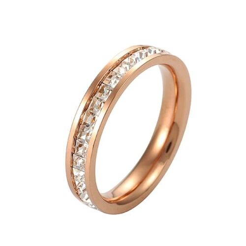 Ensemble De Bague En Diamant En Acier Titane-2 Pcs Or Rose,Taille Us 6 Unique Rangée Or Rose,Taille Us 6
