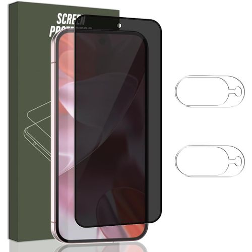CAUC-Verre Trempé Anti-espion pour Google Pixel 9 (6.3"") Privacy Protecteur Vitre [1 Pièce] et Caméra Arrière Protecteur [2 Pièces], Protection écran pour Google Pixel 9 (6.3"")