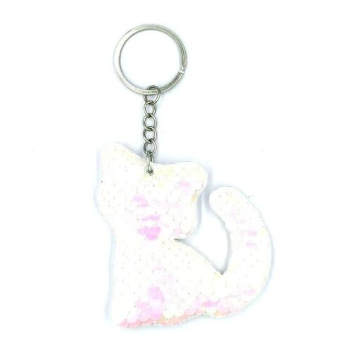 Pendentif Porte-Clés Chat Réfléchissant-10 Pcs Paillettes Colorées Par