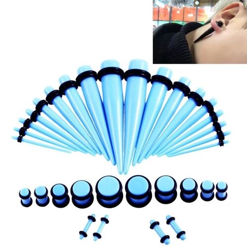 Expanseurs D'oreille En Acrylique-36pcs Rallonge D'oreille Unisexe Set 14g-00g Bleu Bébé Bleu Bébé