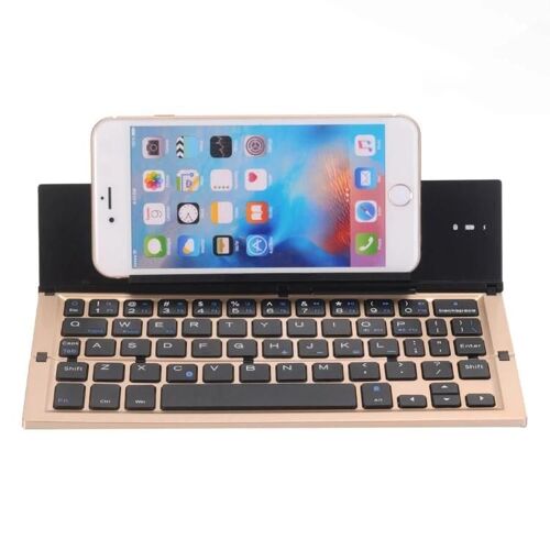 Clavier Bluetooth pliable-Support intégré ultra-fin,prend en charge Android/iOS/Windows Gold
