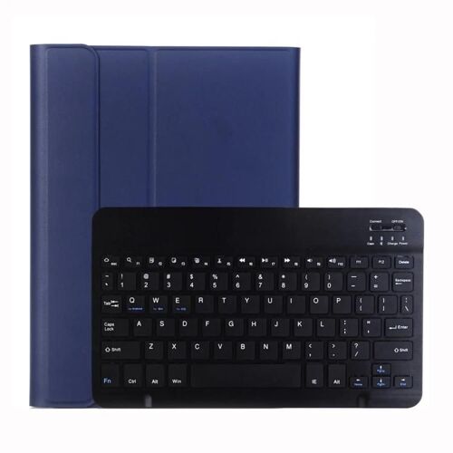 Coque iPad 10.2 avec clavier Bluetooth amovible et support-Bleu foncé Bleu foncé