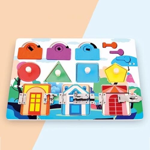 Jouet De Puzzle Montessori Busy Board-Jouet Éducatif De Déverrouillage D'animaux