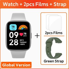 Xiaomi-Redmi Watch 3 Active Global Version Smartwatch,1.83 En Effet,Écran Lcd,Appel Téléphonique Bluetooth,12 Jours De Batterie,Oxygène Sanguin,5iko - Type Gray N Green Strap