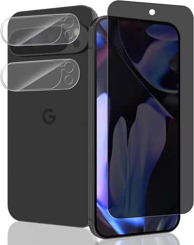 CAUC-1 Pièce Verre Trempé Anti Espion pour Google Pixel 9 Pro XL Protection D'écran + 2 Pièces Protecteur Caméra, 9H/Anti-Spy, Protège Écran pour Google Pixel 9 Pro XL - Privacy Vitre Trempé