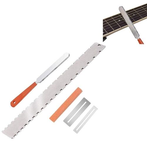 Règle De Mesure Du Manche De Guitare-Lime D'affûtage Et Tampon De Polissage Des Frettes