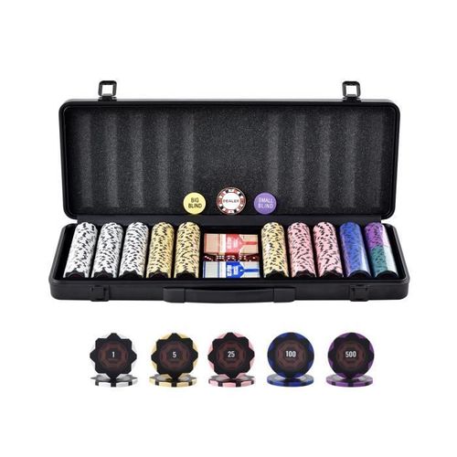Kit De Poker Ultimate Complet-Vevor- 500 Jetons- -Matériau Du Jeton : Argile Plastique + Fer-Jeux De Hasard Casino À Domicile