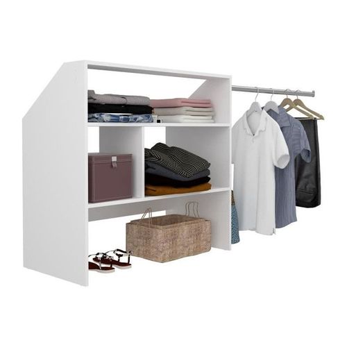 Kit Dressing Sous Comble Artic Ekipa - Décor Mélaminé Blanc - 1 Penderie - L197 X P50 X H94 Cm