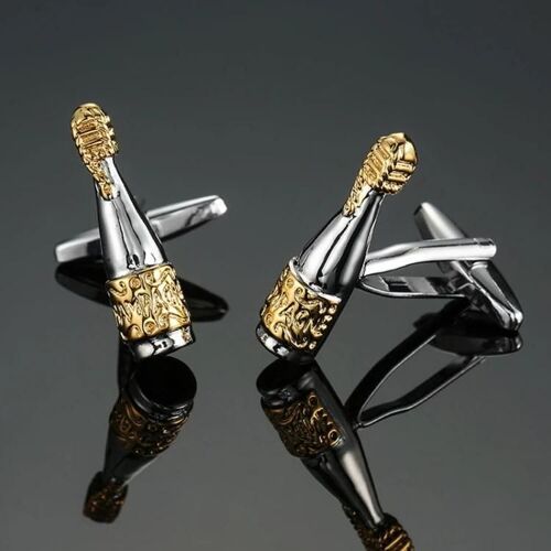 Boutons De Manchette-Homme Motif Clover Rose,Or & Argent-(2 Paires)