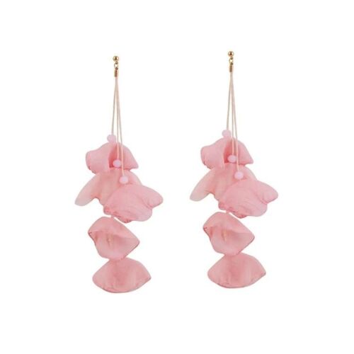 Boucles D'oreilles Pétales En Tissu Exagéré-Fait À La Main Rose Design By