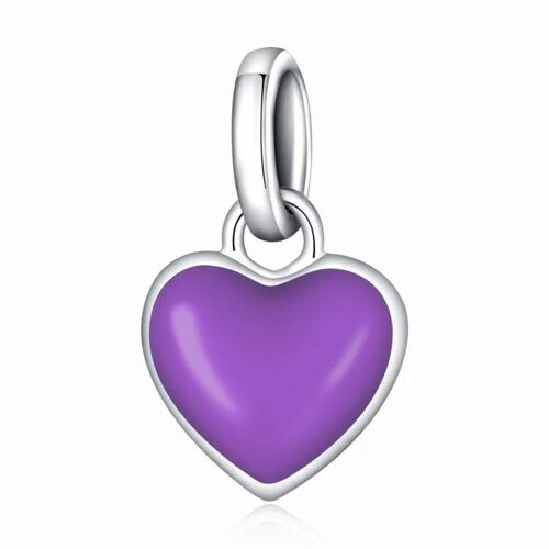 S925 Pendentif Coeur En Argent Sterling-Violet Bricolage Bracelet Collier Accessoires Violet,Pendentif Coeur (Violet)