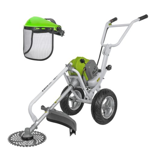 Debroussailleuse Thermique 52cm³ à Roues Lame Ø 255 mm + Casque de securite Grillage VITO