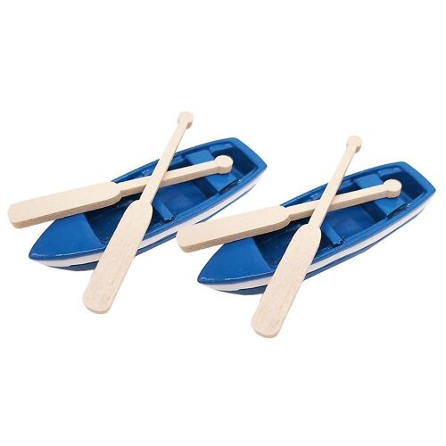 Mini Bateau Et Pagaies De Dessin Animé Pour Micro-Paysages, Maisons De Poupées Et Cadeaux - Résine Et Bois