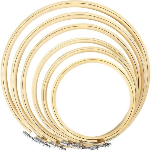 Cerceaux À Broder En Bambou Pour Travaux Manuels, Couture Et Décoration Intérieure ¿ Lot De 6, Différentes Tailles