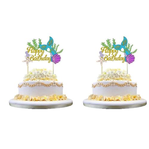 Décorations De Gâteaux Écologiques Haut De Gamme Pour Anniversaires D'enfants : Motifs Queue De Sirène, Corail, Étoile De Mer Et Coquillages