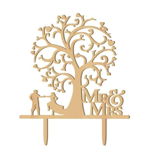 Décoration De Gâteau De Mariage Couleur Bois ¿ Souvenir Élégant Pour Mariages Et Anniversaires, 16,8 Cm X 14 Cm