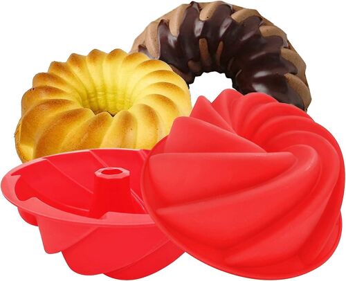 Lot De 2 Moules À Gâteau Bundt En Silicone De Qualité Supérieure, Antiadhésifs, 9,5 X 4 Pouces, Compatibles Four, Micro-Ondes Et Congélateur