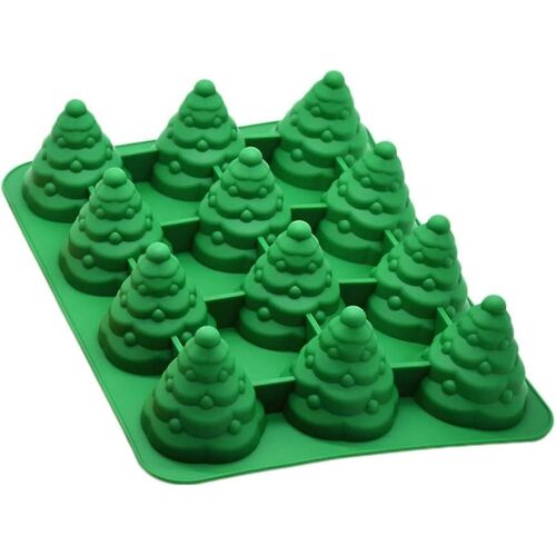 Moule À Gâteau En Silicone En Forme De Sapin De Noël - 12 Trous, Antiadhésif, Résistant À La Chaleur, Lavable Au Lave-Vaisselle