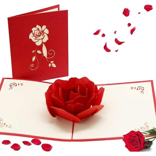 Cartes De Saint-Valentin Pop-Up 3d - Design Rose Unique, Matériaux De Haute Qualité, Parfaites Pour Les Occasions Spéciales