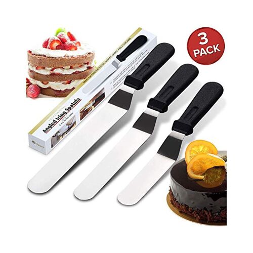 Lot De 3 Spatules À Glaçage Coudées En Métal Avec Lames En Acier Inoxydable Et Poignées Ergonomiques Pour La Pâtisserie