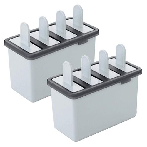 Ensemble De Moules À Glaces Bleus Et Blancs - 2 Moules Avec 4 Grilles Chacun, De Qualité Alimentaire, Avec Entonnoir Et Brosse De Nettoyage