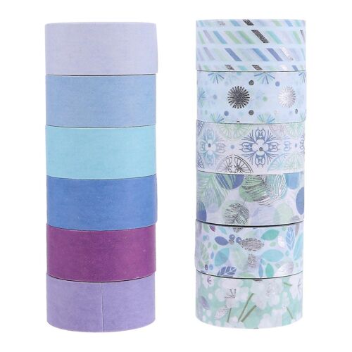 12 Rubans Adhésifs En Papier Washi Assortis - Haute Qualité, Inscriptibles, Faciles À Déchirer, Parfaits Pour L'artisanat Et La Décoration