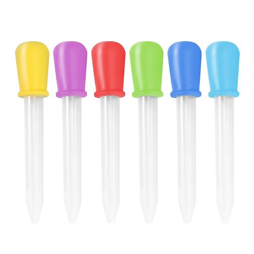 Ensemble De Compte-Gouttes En Silicone Et Plastique - 6 Compte-Gouttes Multicolores De Qualité Alimentaire Pour Médicaments, Jus Et Lait