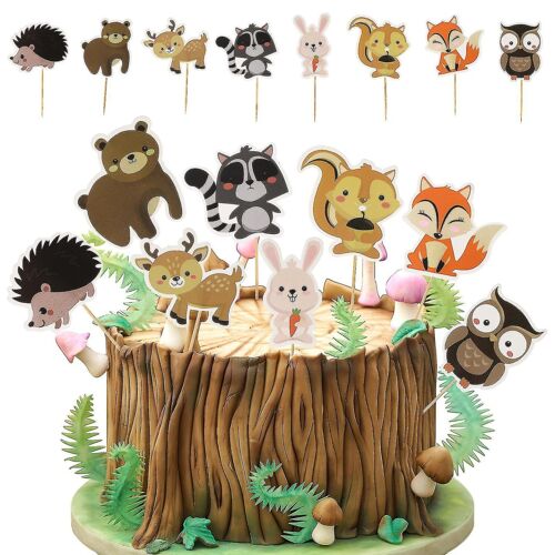 Décorations De Gâteaux Animaux Des Bois ¿ Lot De 24 Pour Anniversaires, Mariages Et Desserts ¿ Décorations En Papier De Haute Qualité