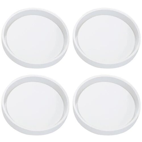 Lot De 4 Moules Ronds En Silicone Pour Dessous De Verre, 10 Cm, Pour Loisirs Créatifs, Durables, Flexibles, Réutilisables, Transparents, Blancs