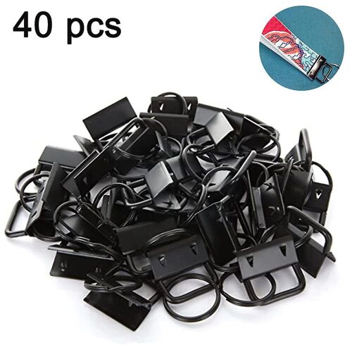 Pinces à queue en fer de haute qualité avec porte-clés - 40 pièces, longueur 26,5 mm, largeur 12 mm, plusieurs couleurs