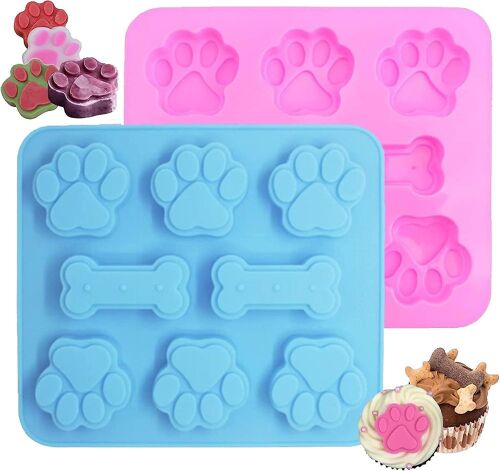 Moules À Friandises Pour Chiens En Silicone De Qualité Supérieure - Sans Bpa, Compatibles Micro-Ondes Et Lave-Vaisselle, 8 Cavités Pour Biscuits Et Gâteaux