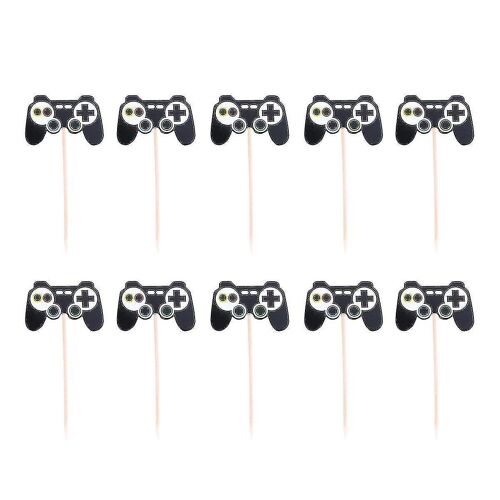 Décorations De Gâteaux Gamepad - Lot De 24, Papier Alimentaire, Noir, Écologique, Parfaites Pour Les Cupcakes Et Les Anniversaires