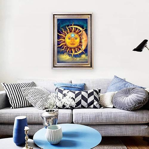 Kit De Peinture Diamant Diy Soleil Et Lune 12x16 Pouces Pour Adultes ¿ Artisanat Avec Perles En Résine Colorées