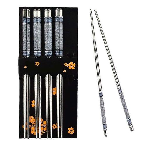 Baguettes Métalliques De Qualité En Acier Inoxydable Carré De Luxe (5pair)