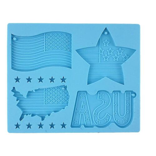 Moule En Silicone Pour Porte-Clés Jour De L'indépendance - Outil De Bricolage - 16 X 13 Cm - Silicone De Haute Qualité