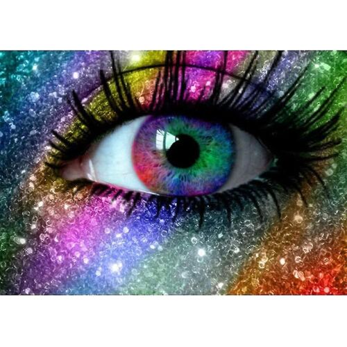 Kit De Peinture Diamant 5d Avec Yeux Colorés, Strass À Faire Soi-Même, Pour Adultes, Ensemble Complet
