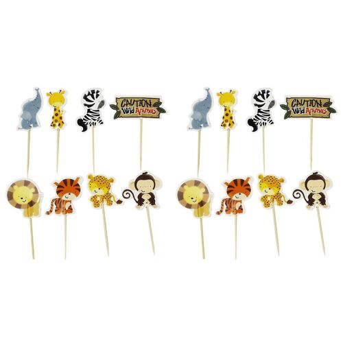 Lot de 96 décorations de gâteaux écologiques sur le thème des animaux pour fêtes d'enfants, anniversaires et baby showers