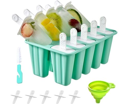 Lot De 10 Moules À Glace Réutilisables En Silicone Avec Bâtonnets Supplémentaires Pour Des Glaces Maison