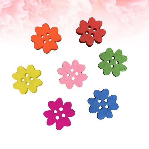100 Boutons Décoratifs En Bois Naturel Avec Motif De Fleurs À Quatre Feuilles Pour Projets D'artisanat Et De Bricolage