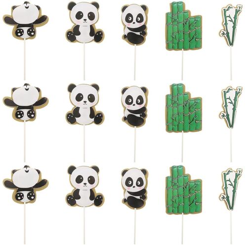 15 Décorations De Gâteaux En Papier Assorties Pour Des Décorations Et Des Bouquets Sur Le Thème Du Panda