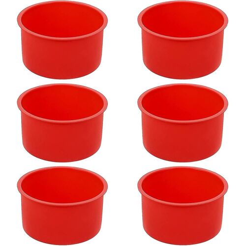 Lot De 6 Moules À Gâteaux En Silicone Antiadhésifs De 10 Cm, Rouges, Pour Gâteaux, Muffins Et Desserts