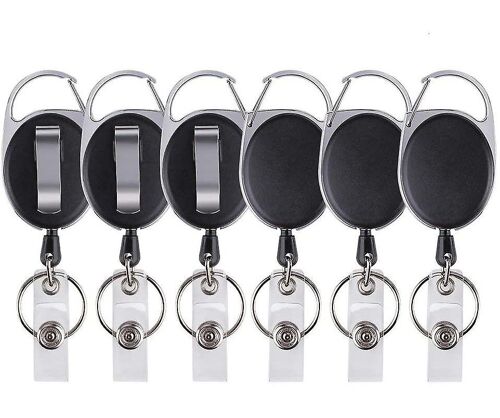 Porte-Badges Rétractable Avec Verrou De Sécurité - Lot De 6, Cordon De 68 Cm, Plastique Résistant, Porte-Badges Non Inclus
