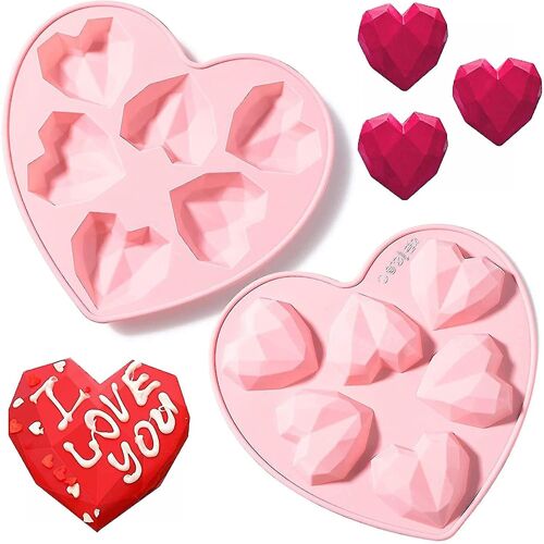 Moules En Silicone En Forme De Coeur - Moule 3d En Forme De Diamant À 6 Cavités Pour La Pâtisserie Et L'artisanat