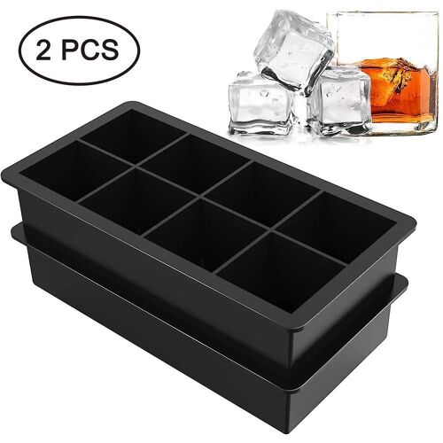 Lot De 2 Grands Bacs À Glaçons En Silicone - 8 Grands Glaçons De 4,4 Cm Pour Boissons, Aliments Pour Bébé, Sucettes Glacées - Passe Au Lave-Vaisselle